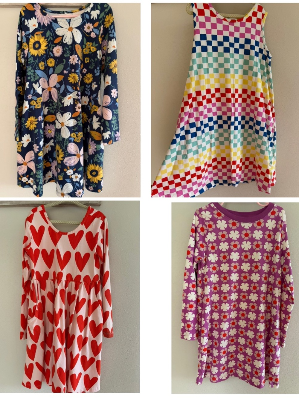 Hanna Andersson  Dress Bundle size 6/7 & 8 - hearts, mixie play, rainbow check